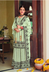 Heavy Faux Georgette With Embroidery Work With Foil Paper Work Suit